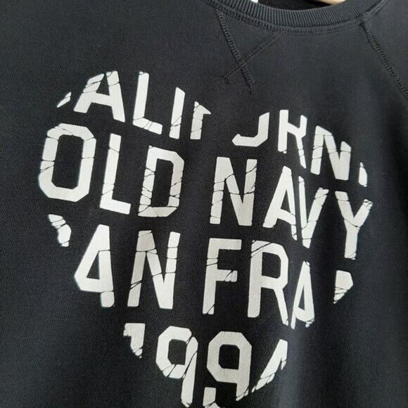 OLD NAVY | Heart Graphic Crewneck Sweatshirt B&W Sz S Flawed - Picture 5 of 9